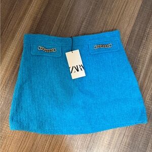 Zara Turquoise Mini Skirt with Chain Detail